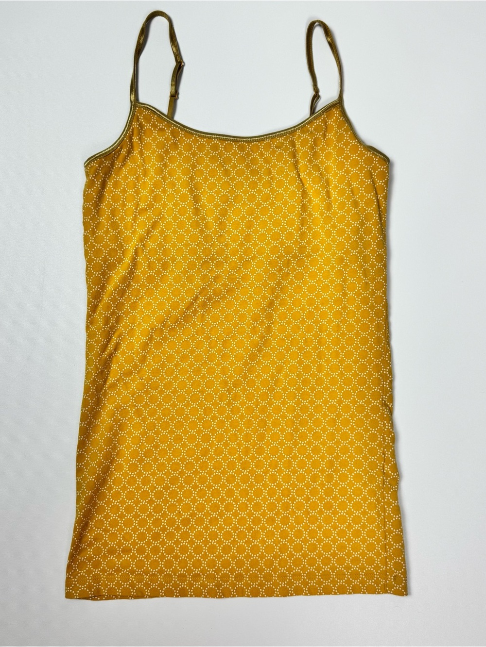 Aeropostale Mustard Yellow Spaghetti Strap Tank with White Dot Motif